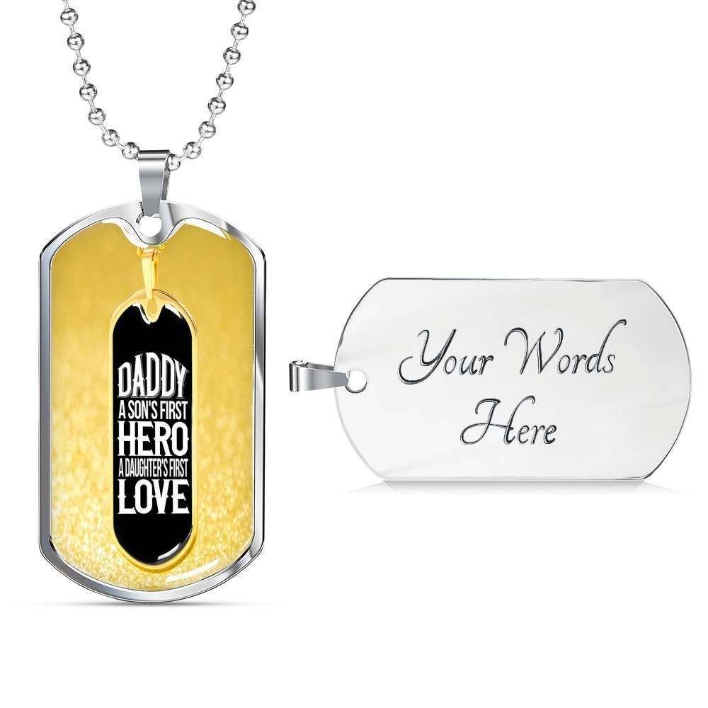 Dad Dog Tag Custom Picture, Father’S Day Dog Tag For Dad Daddy Is A Hero Dog Tag Necklace Father's Day Rakva