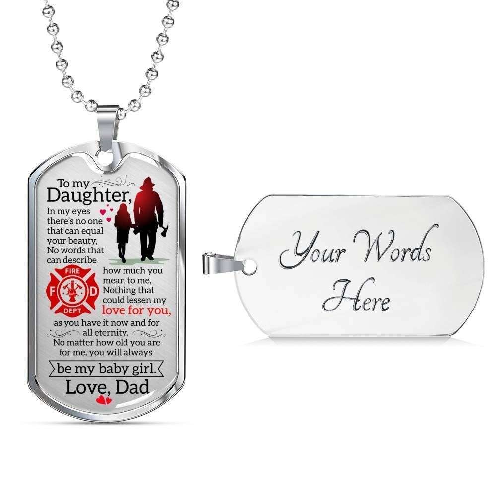 Dad Dog Tag Custom Picture, Father’S Day Dog Tag For Daughter Dog Tag Necklace Silver Necklace You’Re Always My Baby Girl Father's Day Rakva