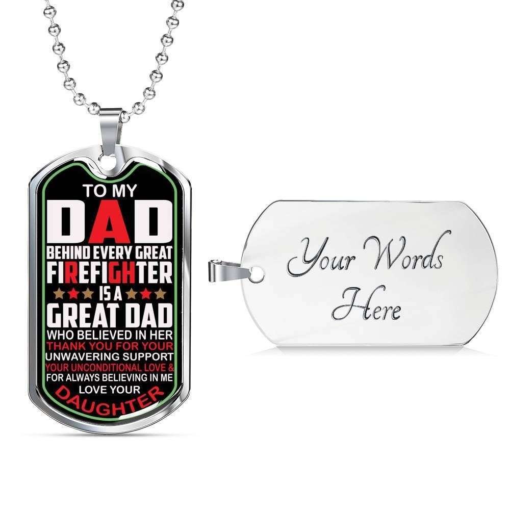 Dad Dog Tag Custom Picture, Father’S Day Dog Tag For Firefighter Dad You Are The Best Dad Ever Dog Tag Necklace Father's Day Rakva