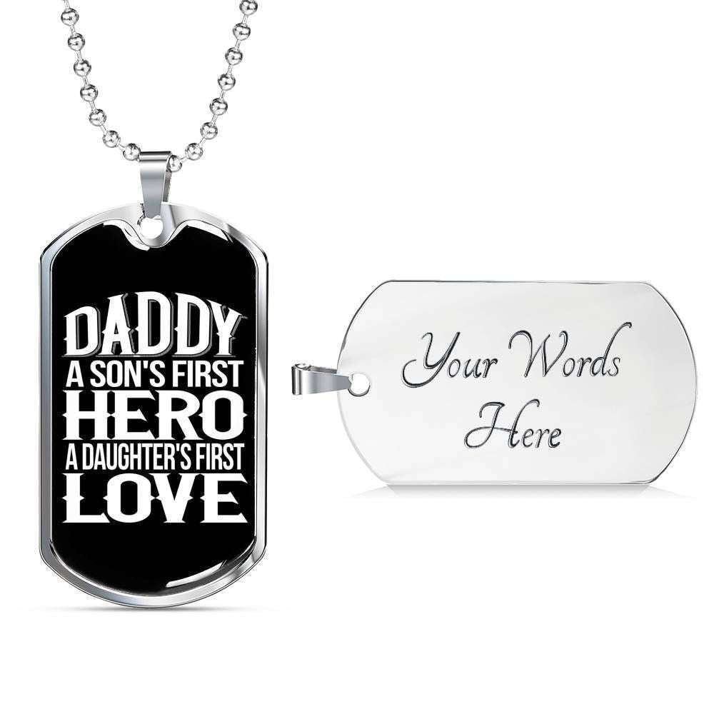 Dad Dog Tag Custom Picture, Father’S Day Dog Tag For My Daddy A Son’S Hero Dog Tag Necklace Father's Day Rakva