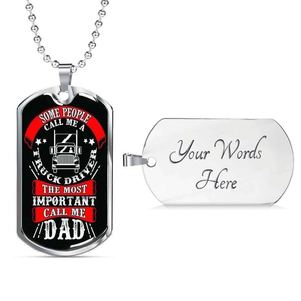 Dad Dog Tag Custom Picture, Father’S Day Dog Tag For Truck Driver Dad Dog Tag Necklace To My Father Father's Day Rakva