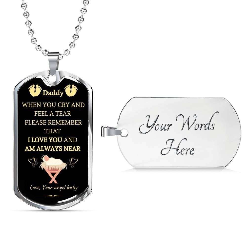 Dad Dog Tag Custom Picture, Father’S Day Dog Tag From Angel Baby To Daddy I Love You And Am Always Near Dog Tag Necklace Father's Day Rakva