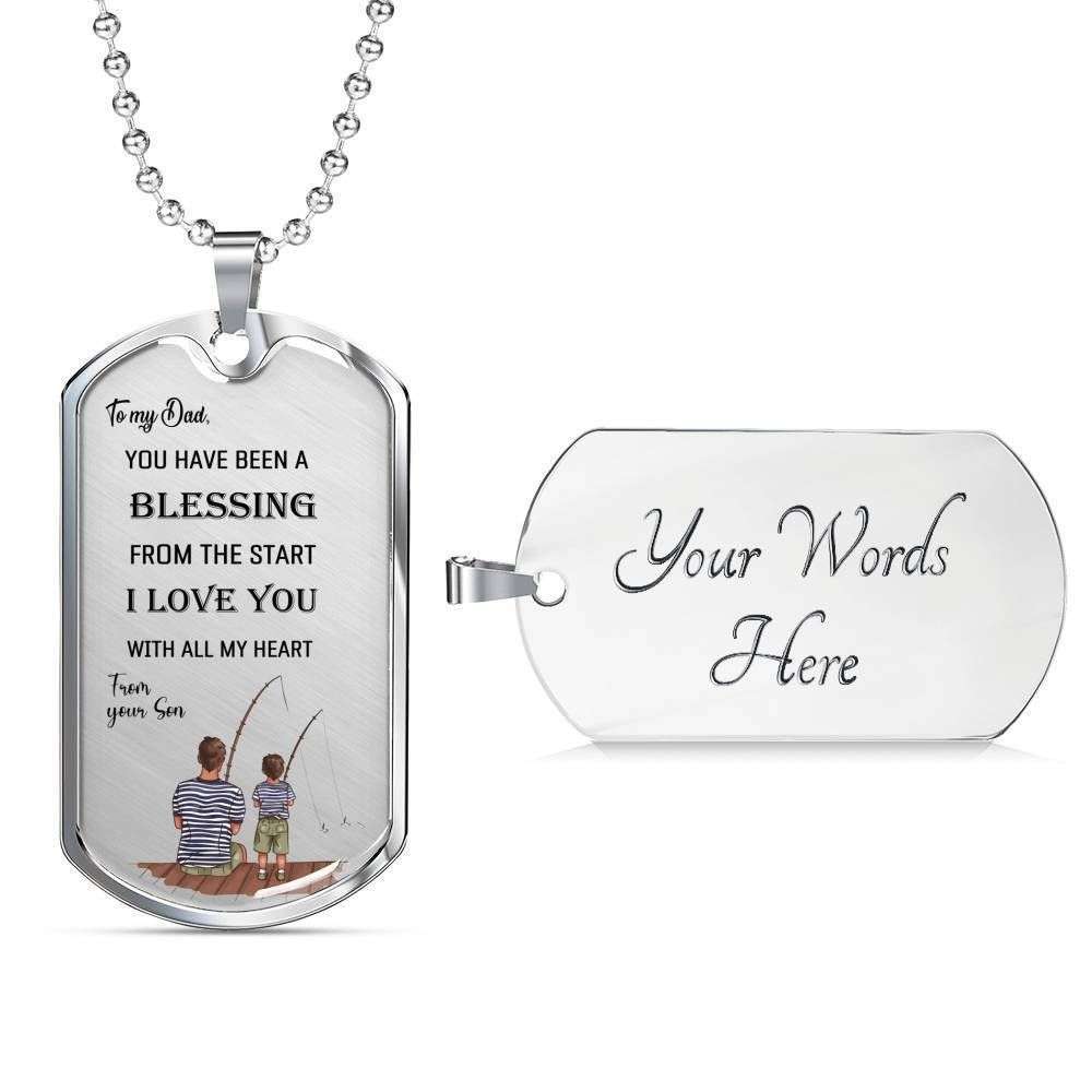 Dad Dog Tag Custom Picture, Father’S Day Dog Tag From Son To Father You Have Been A Blessing From The Start Dog Tag Necklace Father's Day Rakva