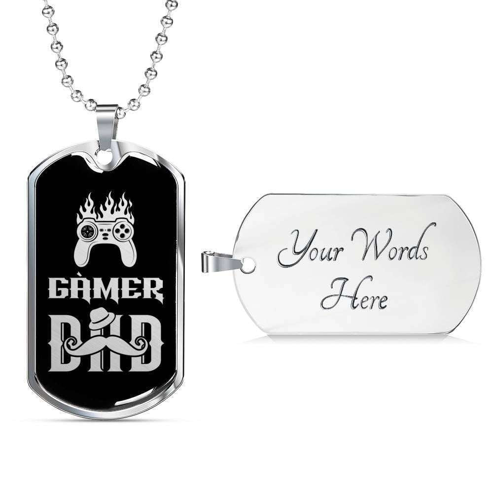 Dad Dog Tag Custom Picture, Father’S Day Dog Tag Gamer Dad Dog Tag Necklace Giving Dad Father's Day Rakva