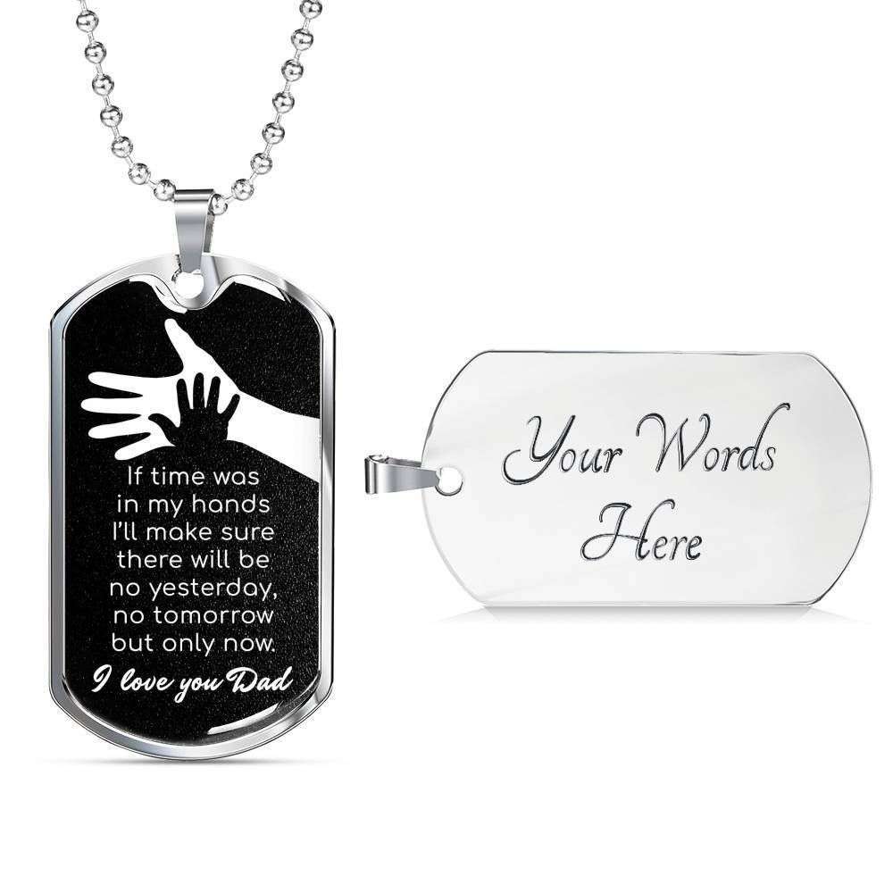 Dad Dog Tag Custom Picture, Father’S Day Dog Tag Hands Of Time Love You Dad Dog Tag Necklace For Dad Father's Day Rakva