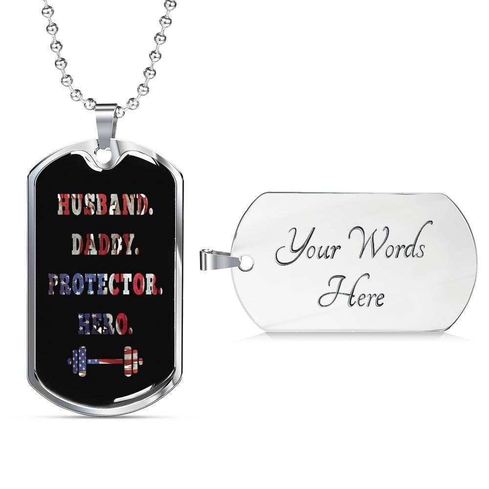 Dad Dog Tag Custom Picture, Father’S Day Dog Tag Husband Daddy Protector Hero Dog Tag Necklace For Dad Father's Day Rakva