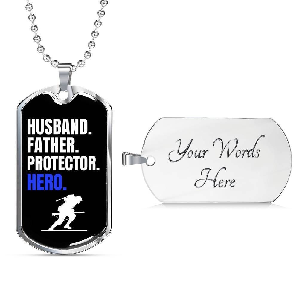 Dad Dog Tag Custom Picture, Father’S Day Dog Tag Husband Father Protector Hero Dog Tag Necklace For Dad Father's Day Rakva