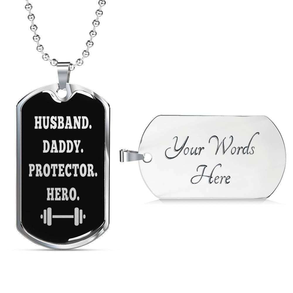 Dad Dog Tag Custom Picture, Father’S Day Dog Tag Husband Protector Hero Dog Tag Necklace Gift For Men Father's Day Rakva