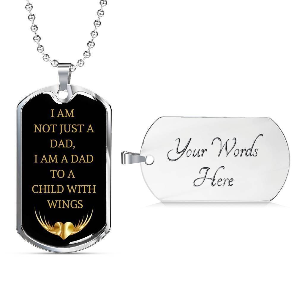Dad Dog Tag Custom Picture, Father’S Day Dog Tag I Am A Dad To A Child With Wings Dog Tag Necklace Gift For Dad Father's Day Rakva