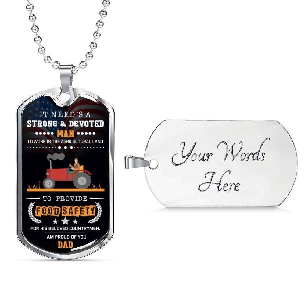 Dad Dog Tag Custom Picture, Father’S Day Dog Tag I Am So Proud Of You Dog Tag Necklace For Farmer Dad Father's Day Rakva