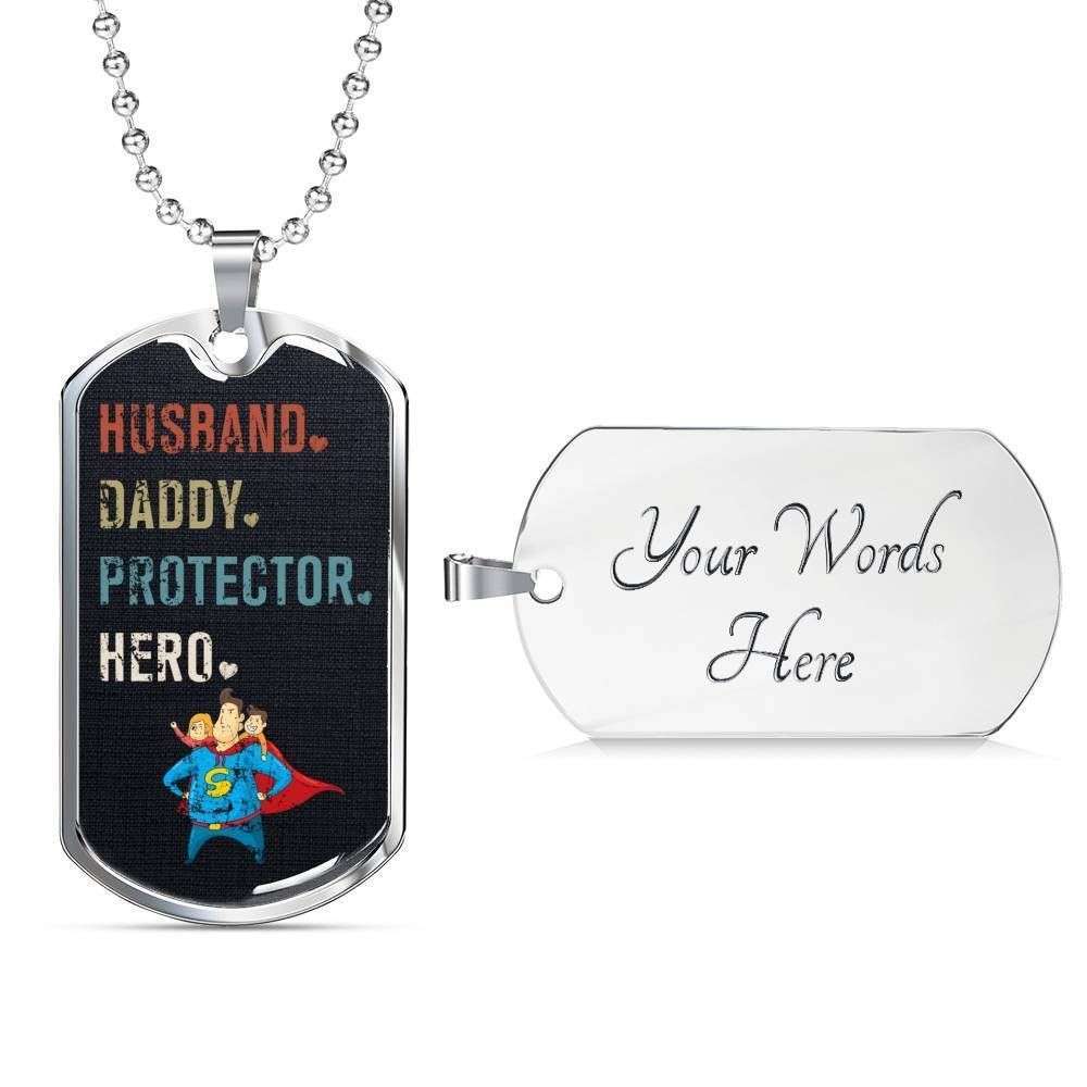 Dad Dog Tag Custom Picture Father’S Day, Dog Tag Necklace Gift For Men Husband Daddy Protector Hero Father's Day Rakva