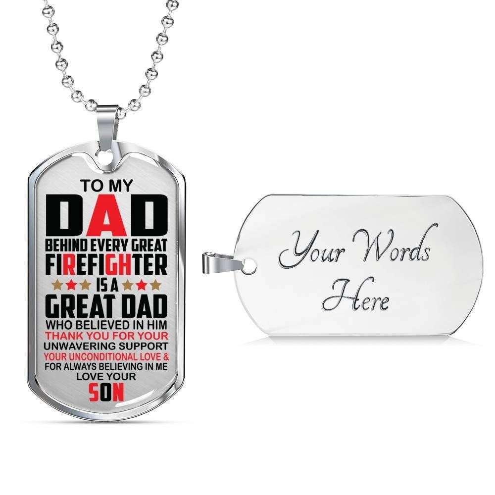 Dad Dog Tag Custom Picture Father’S Day, Every Great Firefighter Is A Great Dad Dog Tag Necklace Gift For Dad Father's Day Rakva