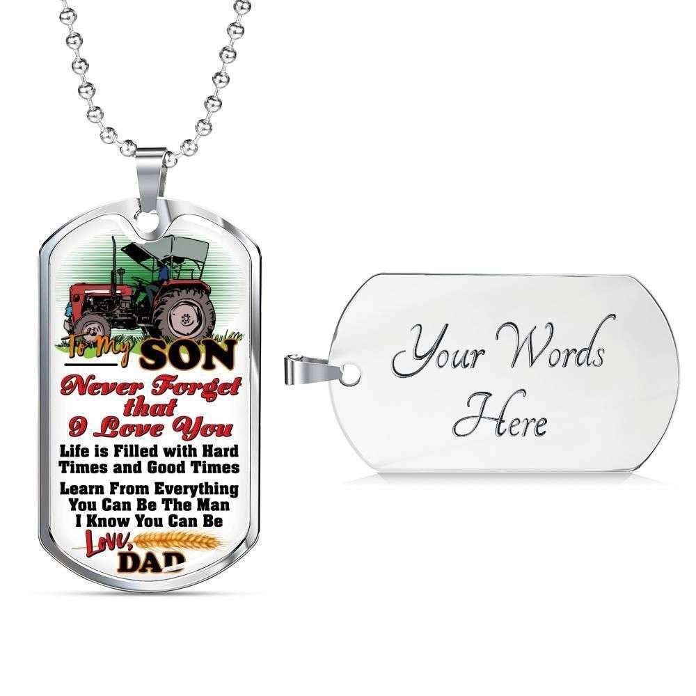Dad Dog Tag Custom Picture Father’S Day, Farmer Dad Gift For Son Dog Tag Custom Picture Necklace Father's Day Rakva