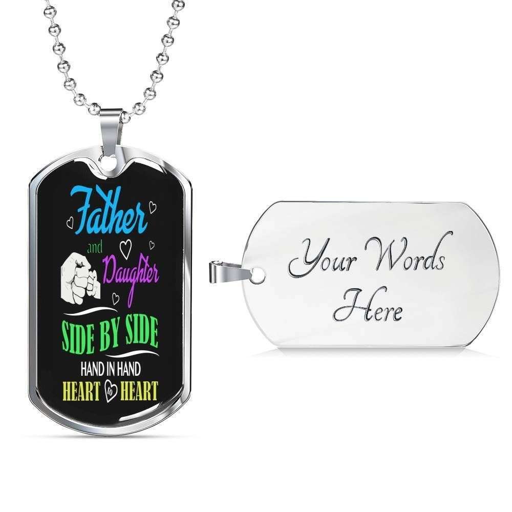 Dad Dog Tag Custom Picture Father’S Day, Father And Daughter Side By Side Dog Tag Necklace Gift For Men Father's Day Rakva