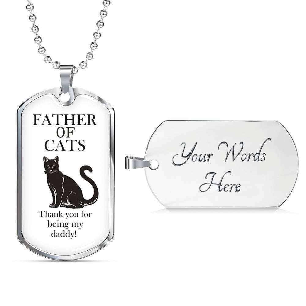 Dad Dog Tag Custom Picture Father’S Day, Father Of Cats Dog Tag Necklace Gift For Papa Father's Day Rakva