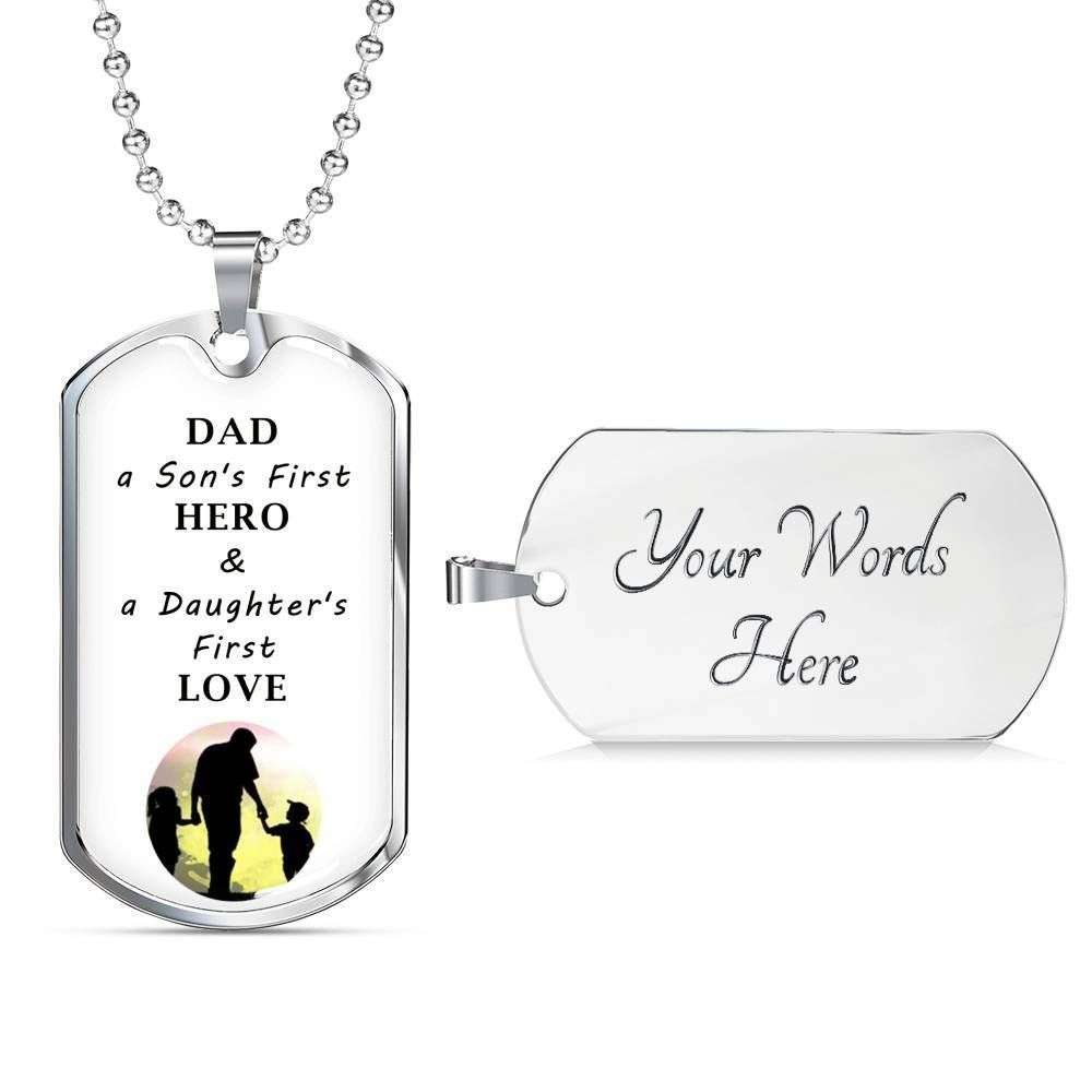 Dad Dog Tag Custom Picture Father’S Day, Father Son’S First Hero Daughters First Love Dog Tag Necklace Father's Day Rakva