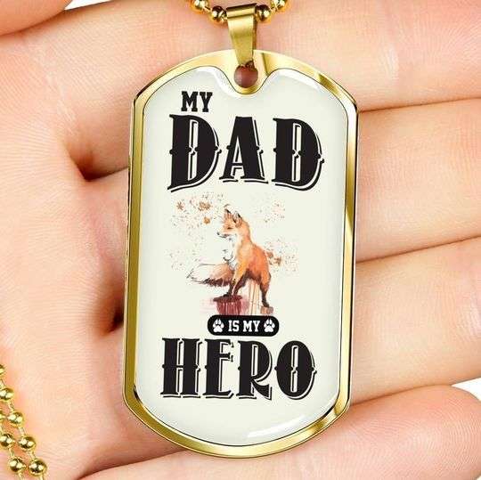 Dad Dog Tag Custom Picture Father’S Day, Fox My Hero Dog Tag Necklace For Dad Father's Day Rakva