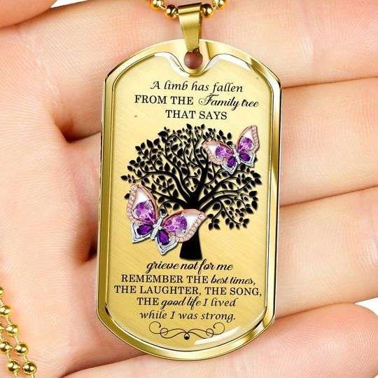 Dad Dog Tag Custom Picture Father’S Day, Gem Butterflies On Tree Of Life Dog Tag Necklace For Dad Father's Day Rakva
