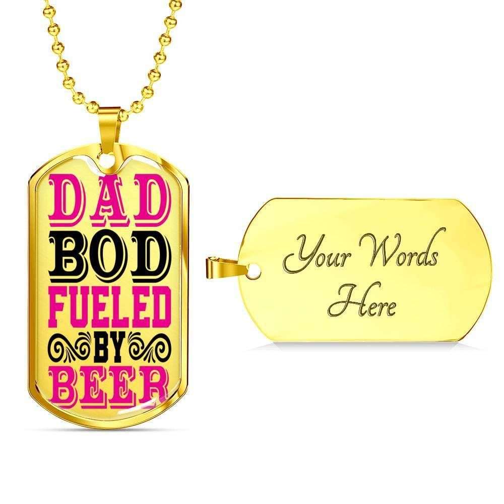 Dad Dog Tag, Custom Picture Father’S Day Gift Dad Bod Fueled By Beer Dog Tag Military Chain Necklace Giving Dad Dog Tag Father's Day Rakva