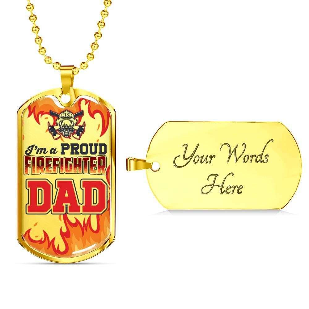 Dad Dog Tag, Custom Picture Father’S Day Gift Dog Tag Military Chain Necklace I’M Proud Firefighter Dad Gift For Dad Dog Tag Father's Day Rakva
