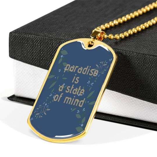 Dad Dog Tag Custom Picture Father’S Day, Gift For Dad Paradise Is A Slate Of Mind Dog Tag Necklace Father's Day Rakva