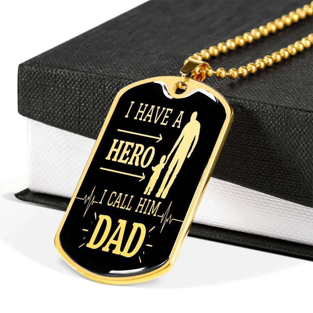 Dad Dog Tag Custom Picture Father’S Day Gift, I Have A Hero Dog Tag Military Chain Necklace Gift For Daddy Dog Tag-1 Father's Day Rakva