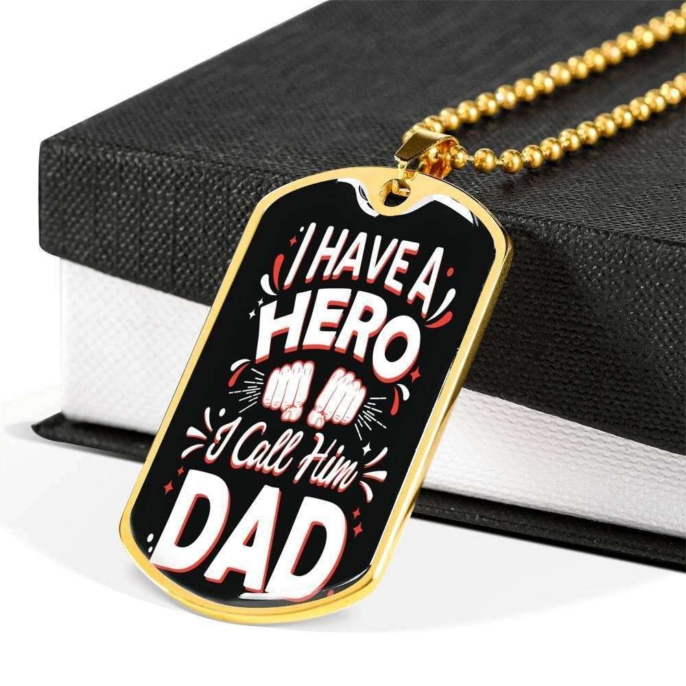 Dad Dog Tag Custom Picture Father’S Day Gift, I Have A Hero Dog Tag Military Chain Necklace Gift For Daddy Dog Tag-3 Father's Day Rakva