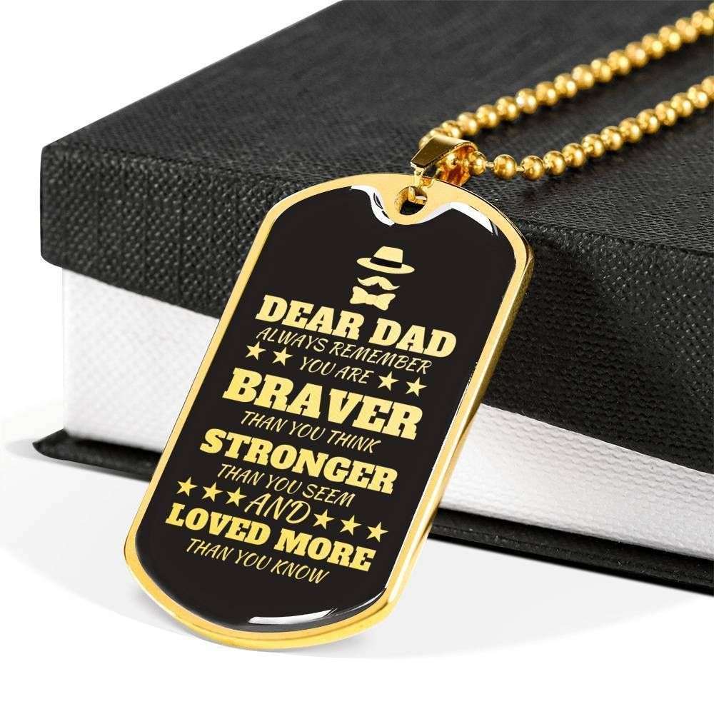 Dad Dog Tag Custom Picture Father’S Day Gift, Loved More Than You Know Dog Tag Military Chain Necklace For Dad Dog Tag Father's Day Rakva