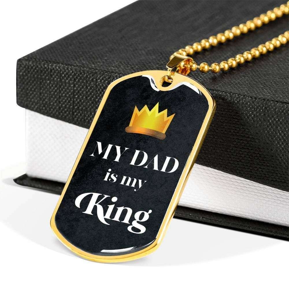 Dad Dog Tag Custom Picture Father’S Day Gift, My Dad Is My King Dog Tag Military Chain Necklace For Dad Dog Tag Father's Day Rakva