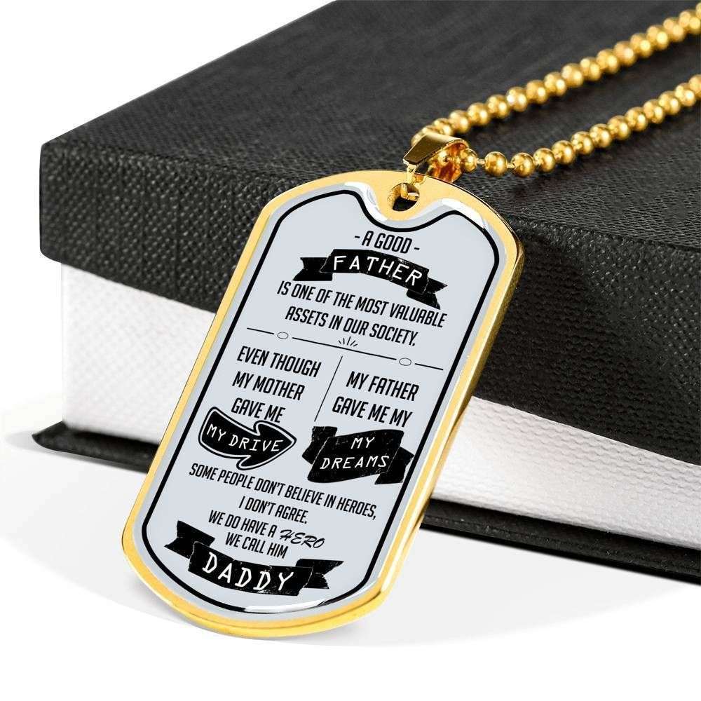 Dad Dog Tag Custom Picture Father’S Day Gift, My Father Gave Me My Dreams Dog Tag Military Chain Necklace For Dad Father's Day Rakva
