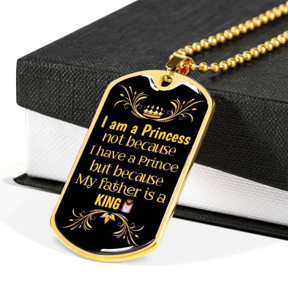 Dad Dog Tag Custom Picture Father’S Day Gift, My Father Is A King Dog Tag Military Chain Necklace For Dad Father's Day Rakva