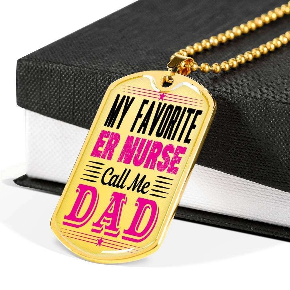 Dad Dog Tag Custom Picture Father’S Day Gift, My Favorite Er Nurse Call Me Dad Dog Tag Military Chain Necklace For Er Nurse Dad Father's Day Rakva