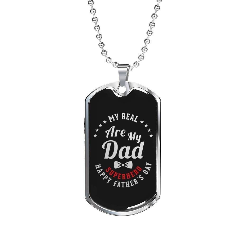 Dad Dog Tag Custom Picture Father’S Day Gift, My Real Are My Dad Dog Tag Military Chain Necklace Gift For Dad Father's Day Rakva