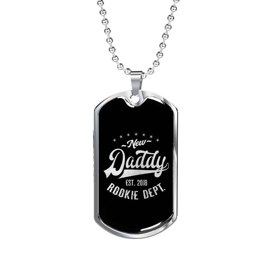 Dad Dog Tag Custom Picture Father’S Day Gift, New Daddy Rookle Dept Dog Tag Military Chain Necklace Giving Men Father's Day Rakva