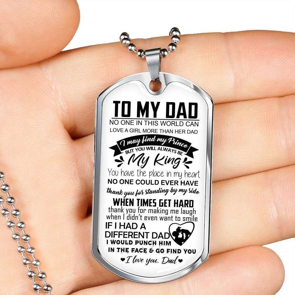 Dad Dog Tag Custom Picture Father’S Day Gift, No One Love A Girl More Than Her Dad Dog Tag Military Chain Necklace Gift For Daddy Father's Day Rakva