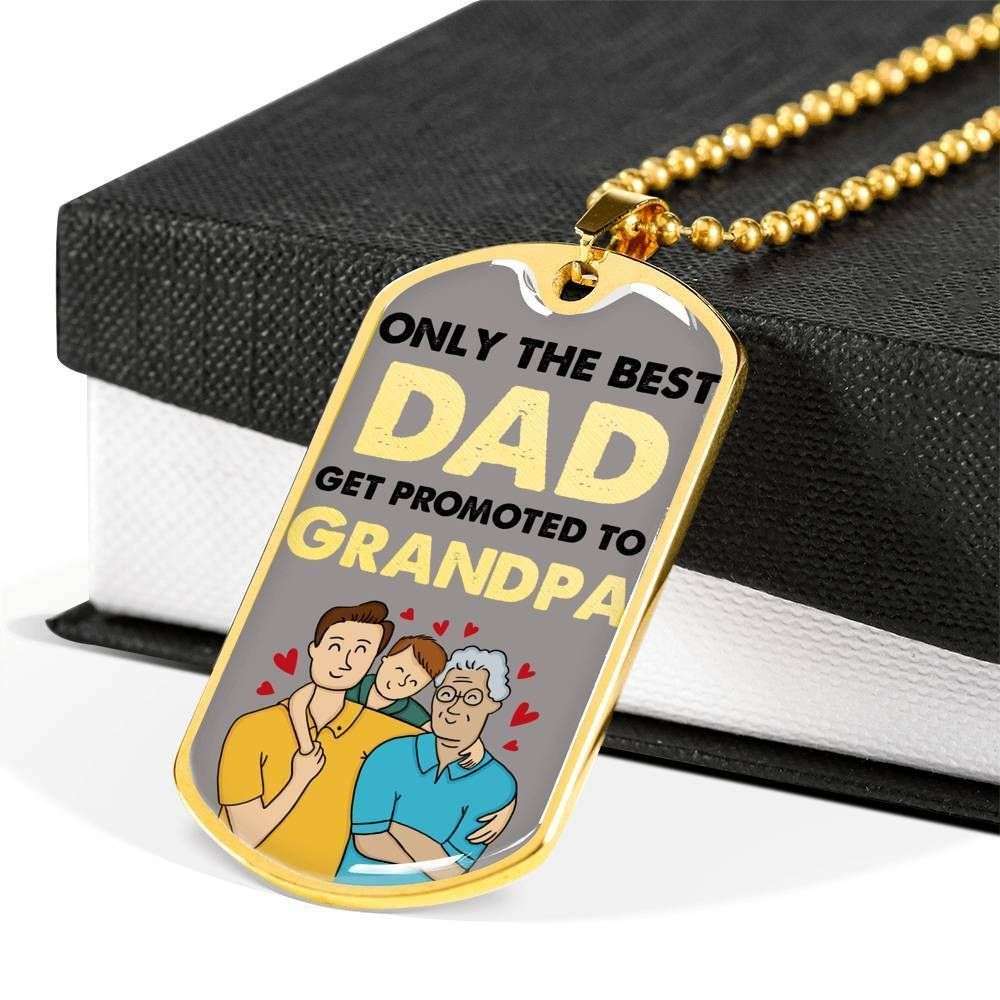 Dad Dog Tag Custom Picture Father’S Day Gift, Only The Best Dad Get Promoted To Grandpa Dog Tag Military Chain Necklace For Dad Father's Day Rakva