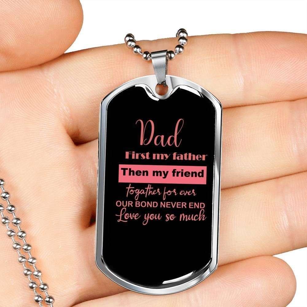 Dad Dog Tag Custom Picture Father’S Day Gift, Our Bond Never Ends Dog Tag Military Chain Necklace Gift For Papa Father's Day Rakva