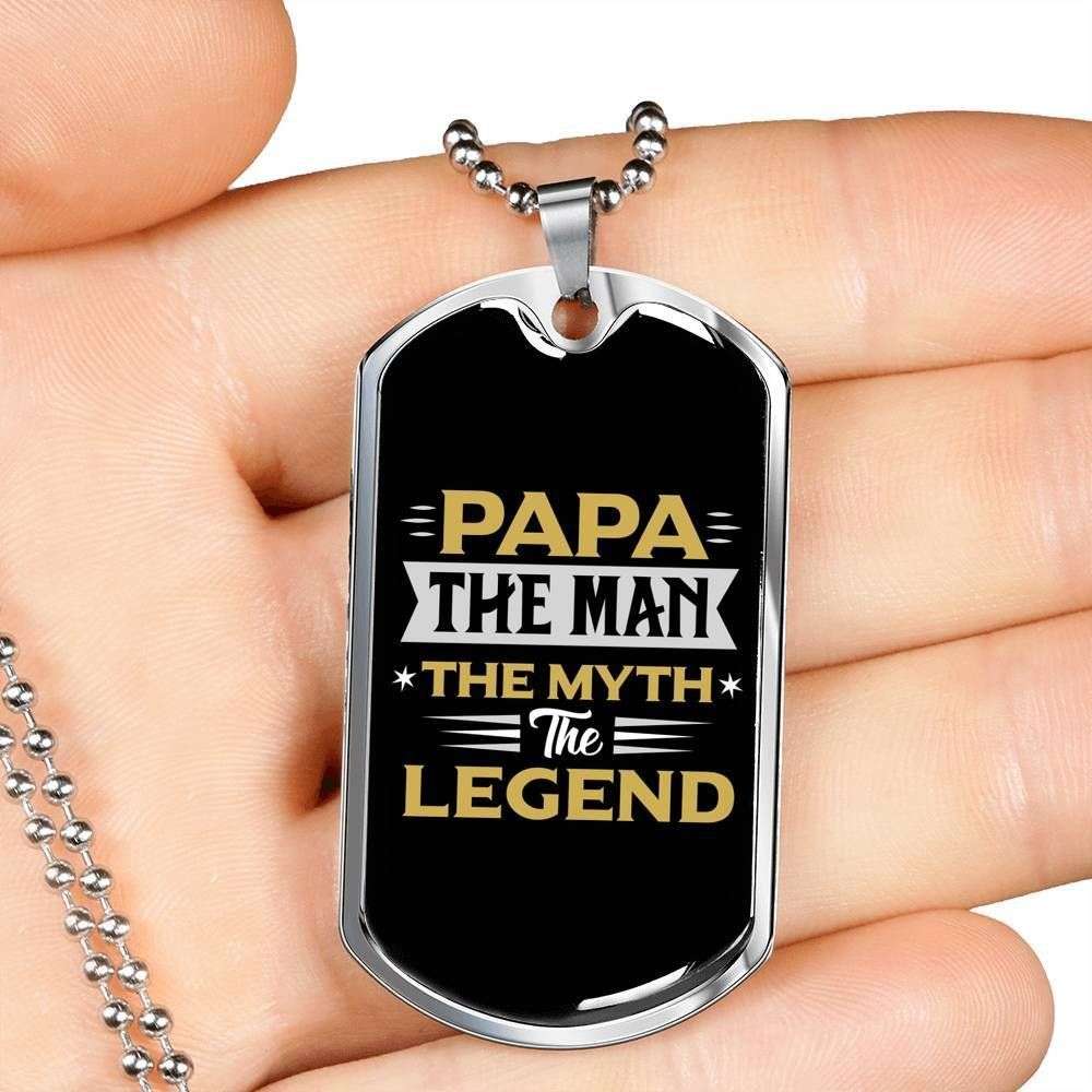 Dad Dog Tag Custom Picture Father’S Day Gift, Papa The Man Myth Legend Dog Tag Military Chain Necklace For Dad Father's Day Rakva