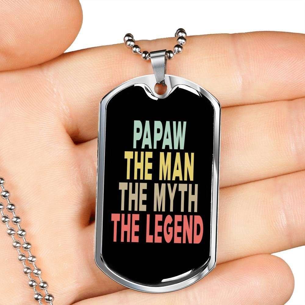 Dad Dog Tag Custom Picture Father’S Day Gift, Papaw The Man The Myth The Legend Dog Tag Military Chain Necklace For Men Father's Day Rakva