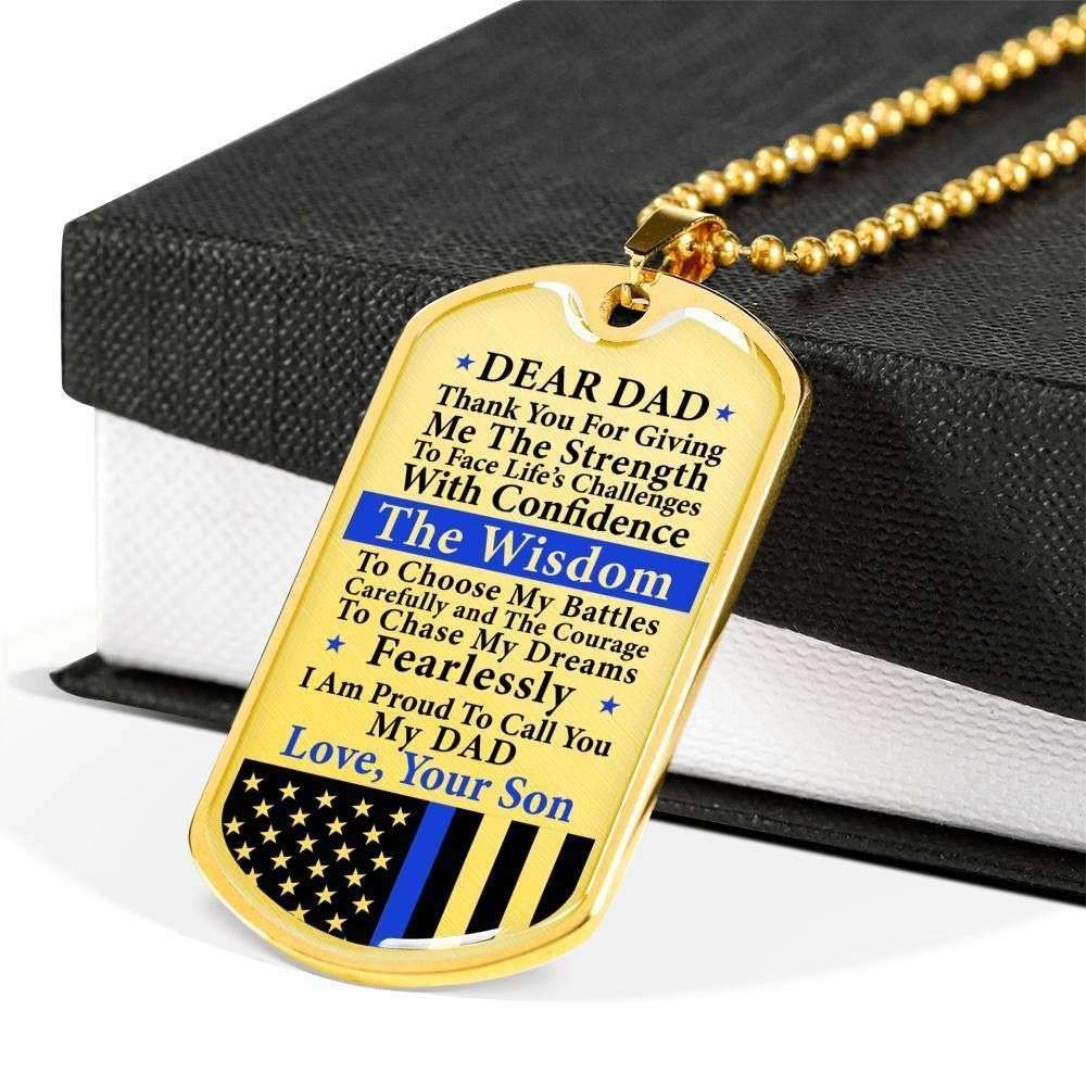 Dad Dog Tag Custom Picture Father’S Day Gift, Police Dad Proud To Call You Dad Dog Tag Military Chain Necklace Gift For Dad Father's Day Rakva