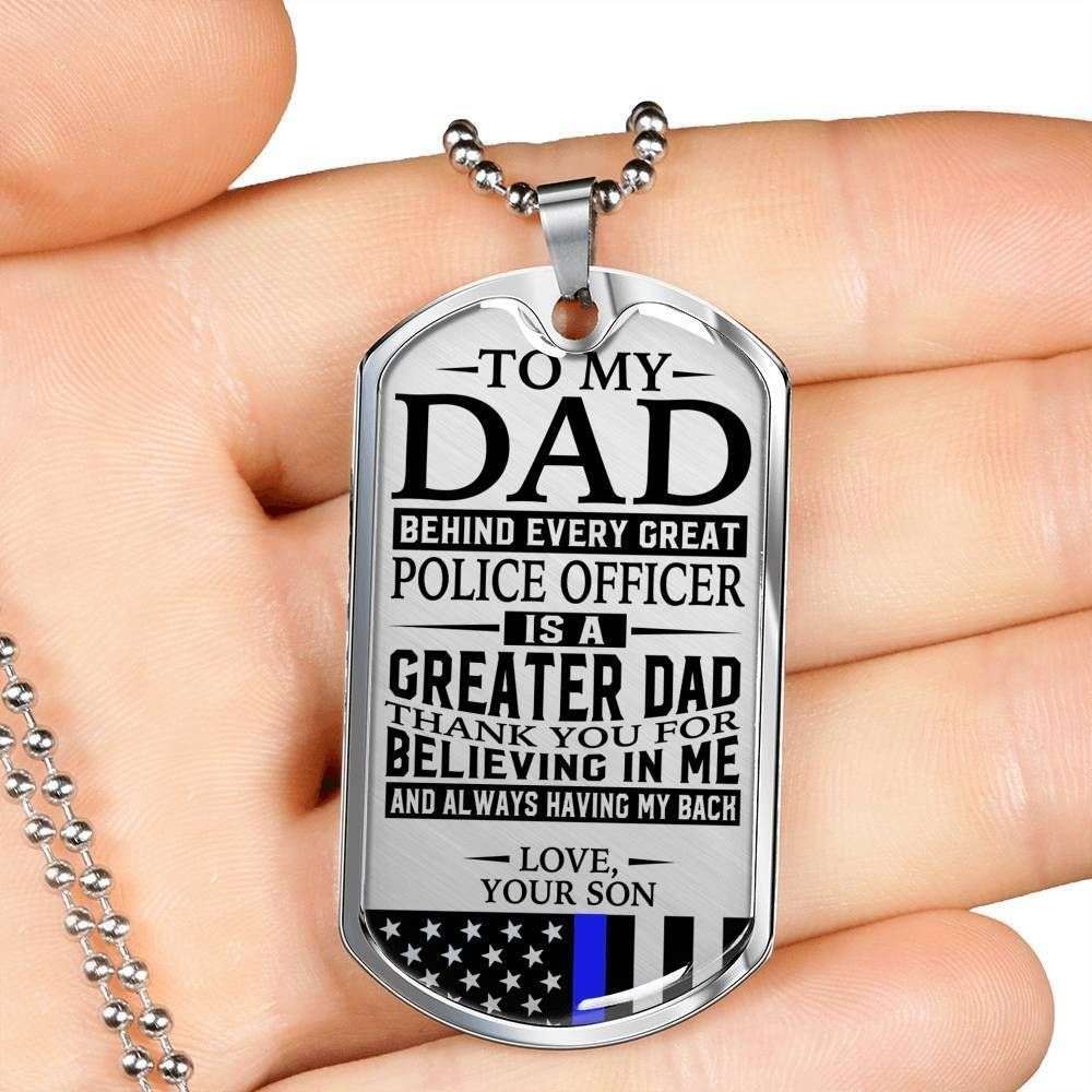 Dad Dog Tag Custom Picture Father’S Day Gift, Police Officer’S Dad Thank You Father's Day Rakva