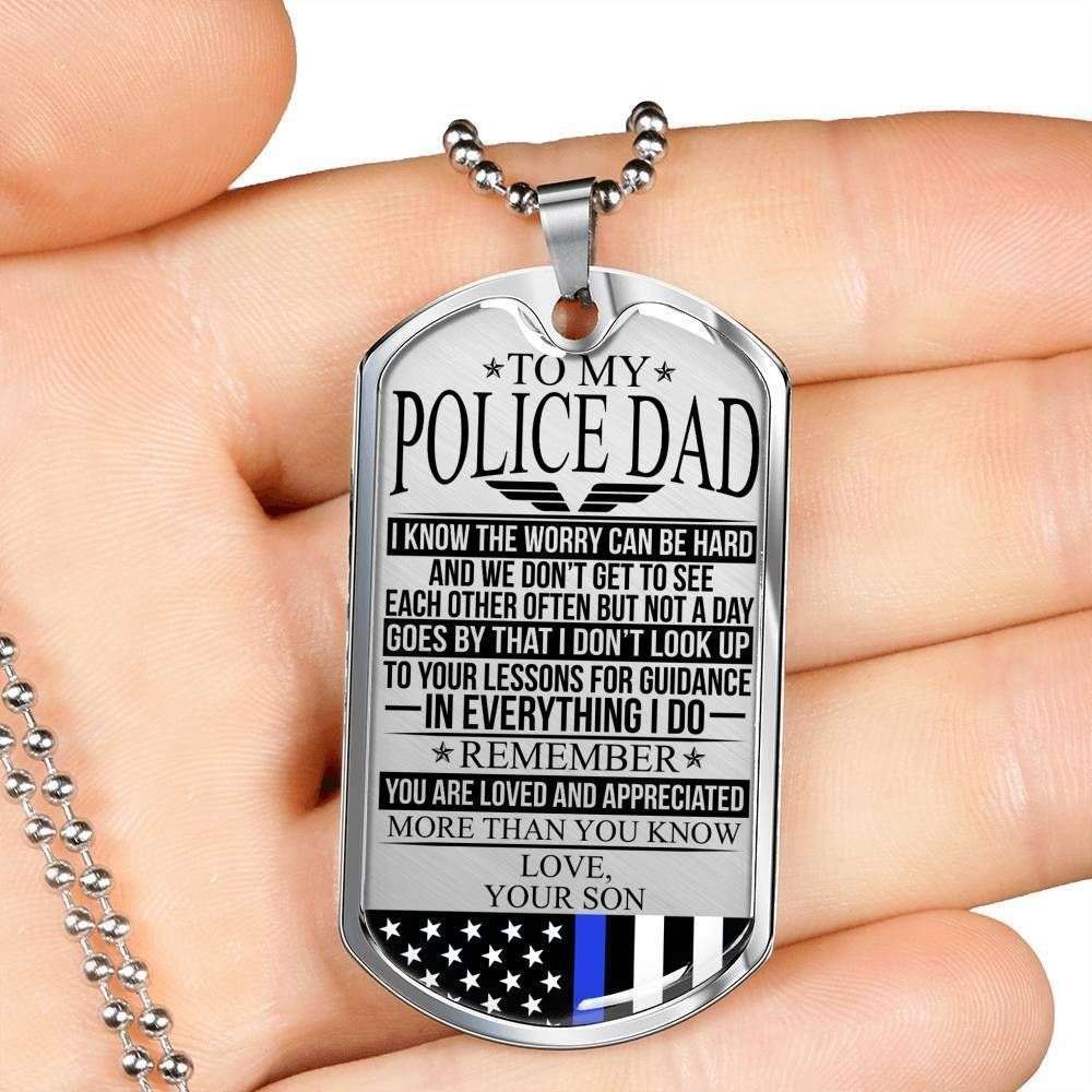 Dad Dog Tag Custom Picture Father’S Day Gift, Police Officer’S Dad The Worry Dog Tag Military Chain Necklace Father's Day Rakva