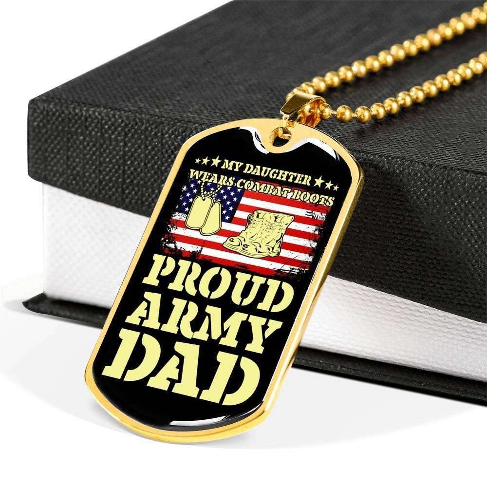 Dad Dog Tag Custom Picture Father’S Day Gift, Proud Army Dad Dog Tag Military Chain Necklace For Dad Dog Tag Father's Day Rakva