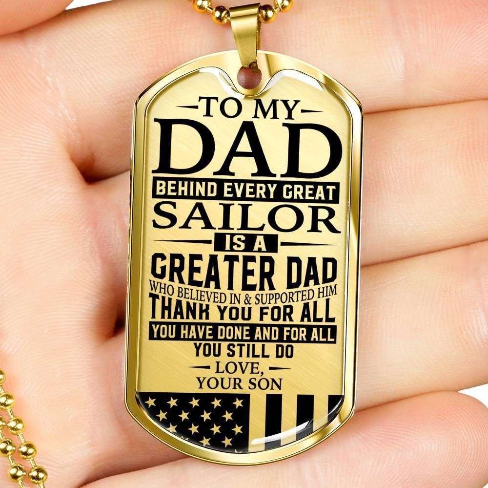 Dad Dog Tag Custom Picture Father’S Day Gift, Sailor’S Dad “ Thank You For All You Do “ Love Son Dog Tag Military Chain Engraved Father's Day Rakva