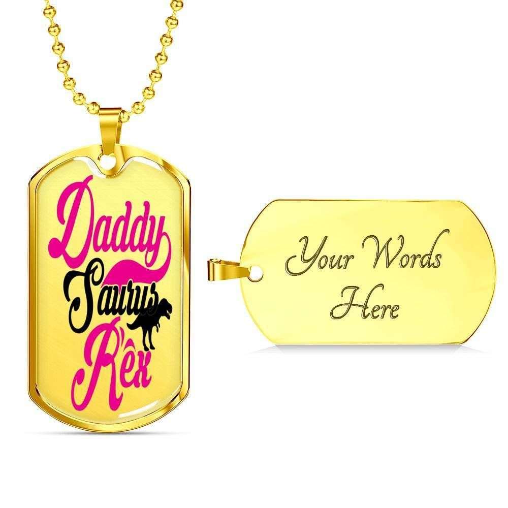 Dad Dog Tag, Custom Picture Father’S Day Gift Silver Dog Tag Military Chain Necklace Gift For Men Daddy Saurus Rex Dog Tag Father's Day Rakva