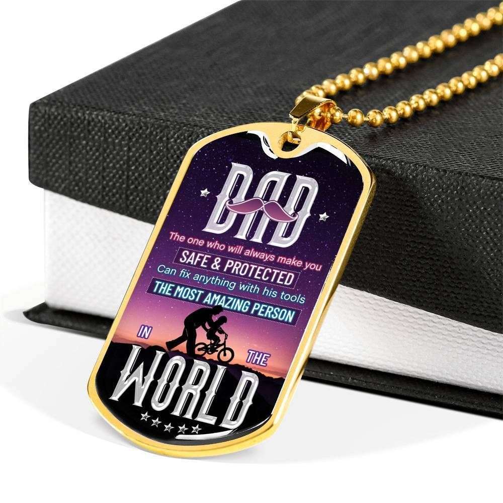 Dad Dog Tag Custom Picture Father’S Day Gift, Son Dog Tag Custom Picture, The Most Amazing Person In The World Dog Tag Military Chain Necklace For Dad Father's Day Rakva