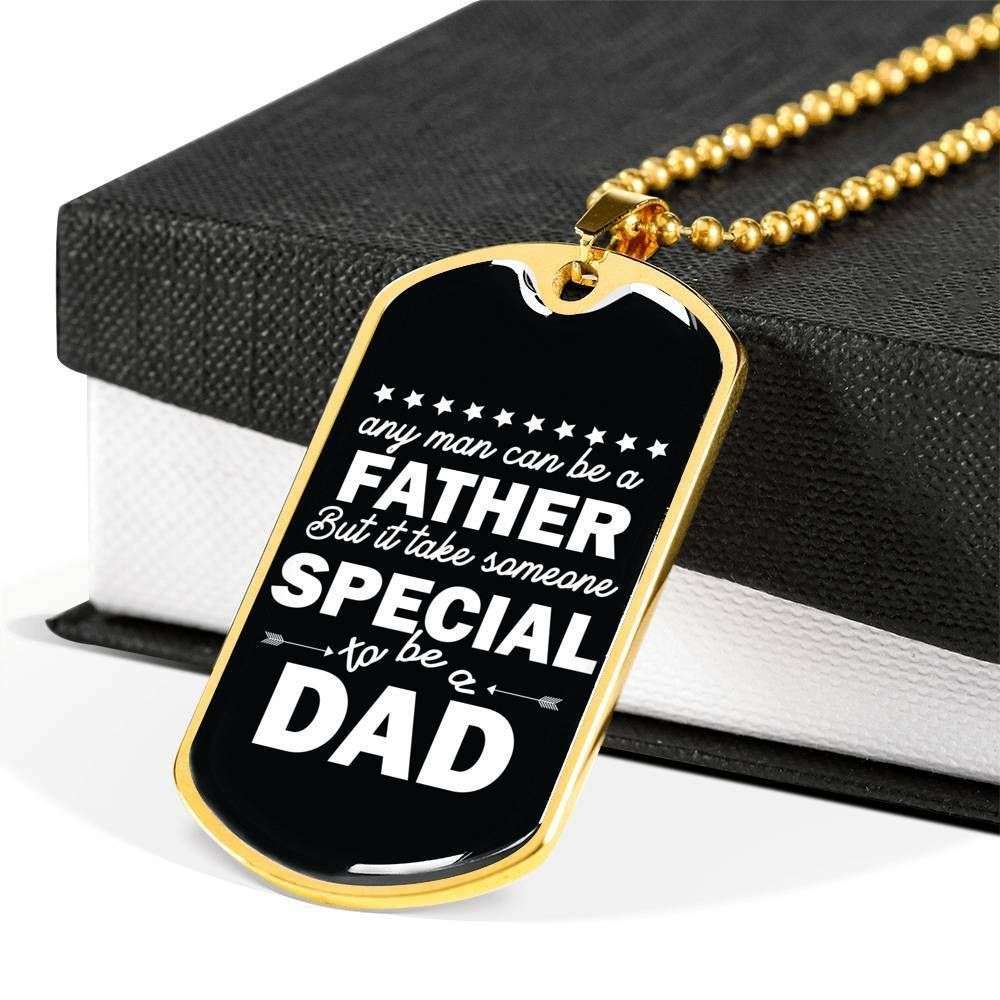 Dad Dog Tag Custom Picture Father’S Day Gift, Special To Be A Dad Black Dog Tag Military Chain Necklace For Dad Father's Day Rakva