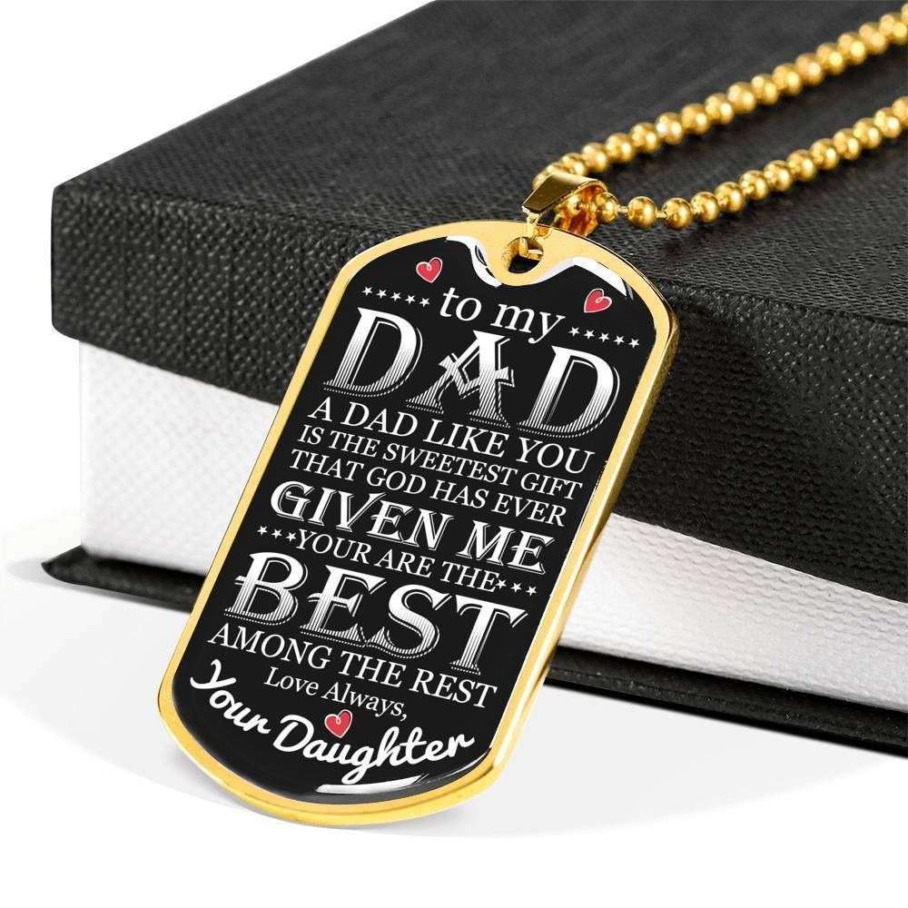 Dad Dog Tag Custom Picture Father’S Day Gift, Sweetest Gift That God Has Ever Given Me Dog Tag Military Chain Necklace For Dad Father's Day Rakva