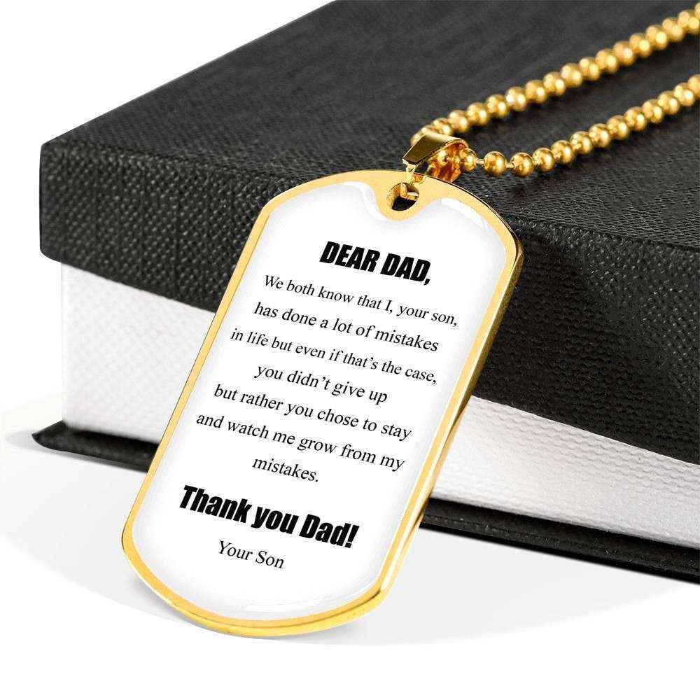 Dad Dog Tag Custom Picture Father’S Day Gift, Thank You Dad Message Dog Tag Military Chain Necklace Gift For Dad Dog Tag Father's Day Rakva
