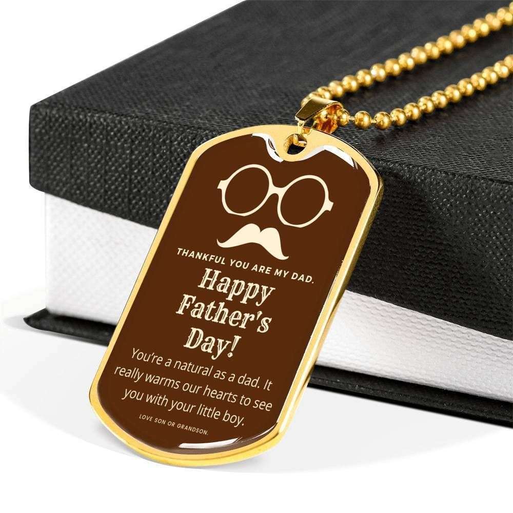 Dad Dog Tag Custom Picture Father’S Day Gift, Thankful Are My Dad Dog Tag Military Chain Necklace Giving Dad Father's Day Rakva